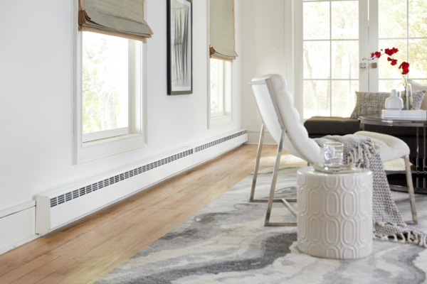 Close-up of Revital/Line baseboard cover profile and finish